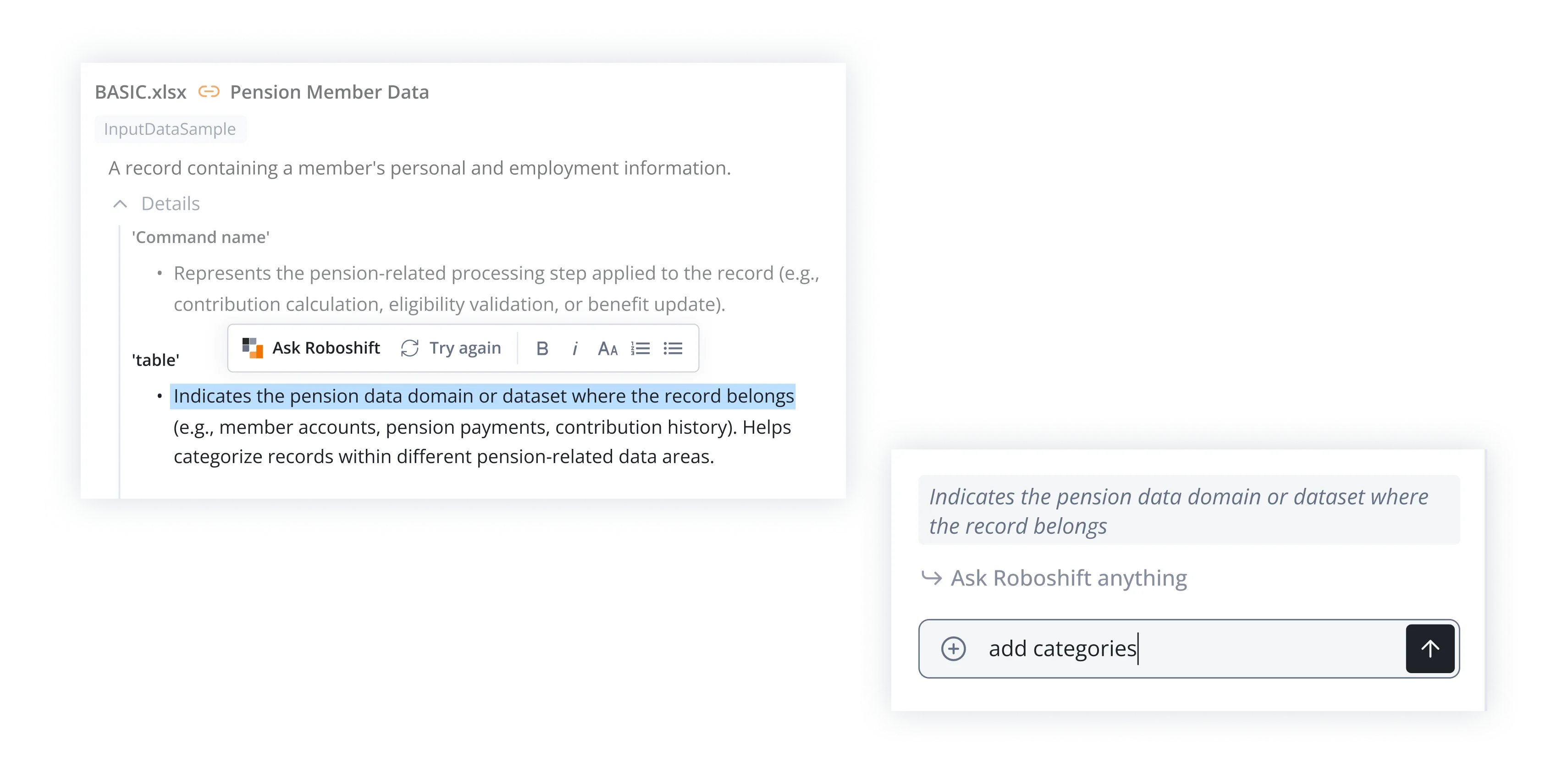 Ask Roboshift AI feature
