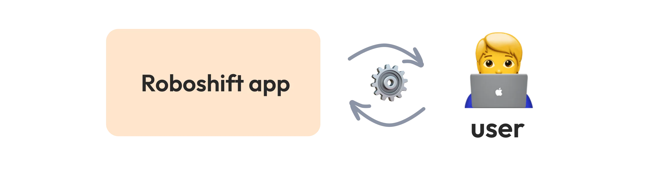 SaaS platform workflow: Roboshift app to user