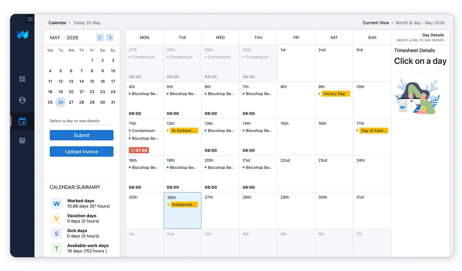 Weekwise project screenshot